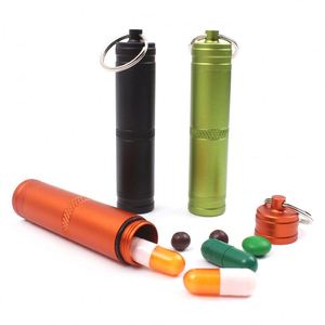 Wholesale Metal Pill Organizer, <b>Boxes</b> Keychain <b>Waterproof</b> Pill <b>Storage</b> Capsule Bottle <b>Storage</b> Keyring/ - Product Image 1