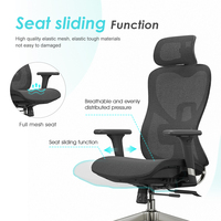 Chaise de bureau ergonomique pivotante de luxe avec support lombaire réglable en 2D, base chromée et dossier en maille haute