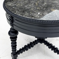 Table basse ronde antique sur mesure en gros, avec plateau en marbre et pieds sculptés, pour villa, salon, projet résidentiel