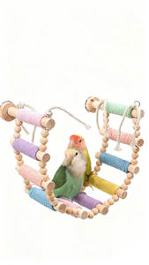 Macaron Kleur Katoenen Touw Ladder-Kauwbare Papegaai Klimspeelgoed Anti-Angst Vogelkooi Decoratie Baars Voor Kleine Vogels - Product Image 4