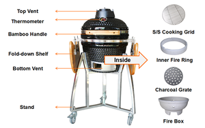 Parrilla Kamado Auplex China de 16 Pulgadas, Tamaño Mediano, Popular en Rojo/Negro/Verde, Parrilla de Cerámica para Ahumar al Aire Libre - Product Image 6