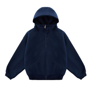 Sweat-shirt à capuche noir avec fermeture éclair, col montant, poche, veste en polaire unie décontractée pour jeunes hommes - Product Image 2