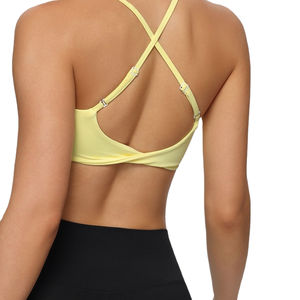 Soft Stretch Compression Shoulder Sport Padded Girl High Elasticity Thin Strap Top Fitness <b>Open</b> Back Hot Sexy Yoga <b>Bra</b> - Product Image 1