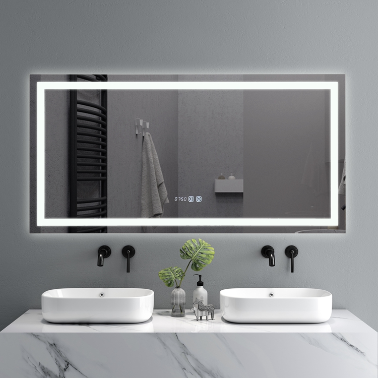 ETL Espejo Touch Screen LED Lights Illuminated Backlit Lighted Bathroom Anti Fog Bath Smart Vanity Wireless Mirror With Lighting