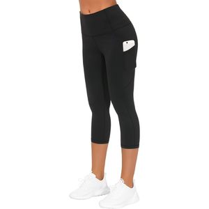 Pantalon de yoga capri à taille haute FOXA avec poches, leggings de sport pour femme, effet ventre plat - Product Image 5
