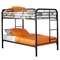 Lit superposé en métal noir au design moderne et réglable, idéal pour l'hôtellerie et les chambres à coucher