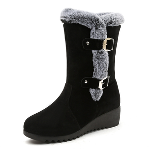 Venta al por mayor de suela gruesa de piel sintética <span class=keywords><strong>niñas</strong></span> <span class=keywords><strong>botas</strong></span> de invierno antideslizante forro felpa cálido mujeres moda <span class=keywords><strong>botas</strong></span> de nieve - Product Image 1