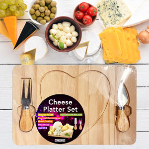 Tabla de servir de madera rectangular y juego de cuchillos de acero inoxidable, tabla de quesos y bandeja de regalo de herramientas para servir <span class=keywords><strong>pizza</strong></span> - Product Image 3