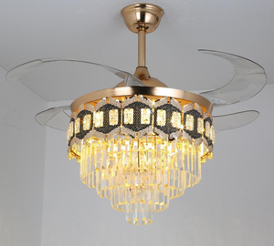 Moderne kristallen LED-plafondlamp met afstandsbediening en intrekbare ventilator voor de woonkamer - Product Image 4