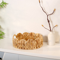 Panier de rangement et bac de rangement en rotin tressé écologique en forme de gourde, style pastoral naturel à motif floral, avec poignées