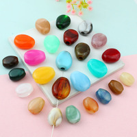 Manik-manik Akrilik Bentuk Geometris Tak Beraturan Lubang Besar 14mm 18mm Dua Warna Awan Oval Unik untuk Pembuatan Perhiasan DIY