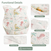 Bavoirs jetables haut de gamme avec poche alimentaire, emballés individuellement, imperméables, portables, pour bébé, pour kit de voyage, option logo personnalisé