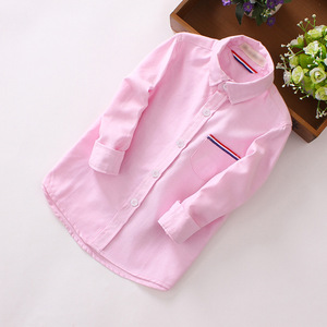 Estilo coreano mangas largas moda cuello niños ocio borde abierto Casual chico camisa para 10Y - Product Image 1