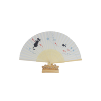 1 éventail pliant en bambou écologique, style chinois traditionnel, motif floral et musical, idéal pour mariage, fête, décoration intérieure ou cadeau