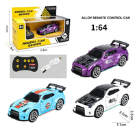Voiture RC de drift en alliage 1:64 avec lumières LED, vitesse réglable, mini voiture télécommandée en métal pour enfants, jeu de bureau, vente en gros