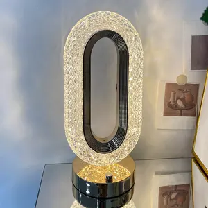 Luxury Restaurant Home Decoration Crystal Table Lamp 3 Color Temperature Touch Lamp Transparent Hot Selling Modern LED Acrylic