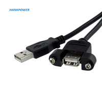 1M USB2.0 Kabel Ekstensi Dudukan Panel Pria Ke Wanita USB 2.0 A Female Panel Mount Ke USB Kabel Pria