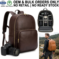 Sac à dos pour appareil photo antichoc en cuir microfibre végétalien résistant à l'eau, OEM ODM, marque privée, logo personnalisé, fabricant sur mesure