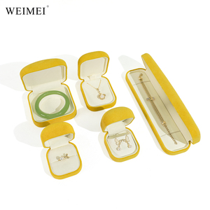 กล่องกำมะหยี่สีเหลือง WEIMEI สั่งทำโลโก้ได้ สำหรับแหวน สร้อยคอ กำไล ต่างหู บรรจุภัณฑ์ร้านขายเครื่องประดับระดับไฮเอนด์ - Product Image 2