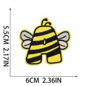 Stock Cute 5.5cm Honeybee Printed Twill Embroidery Letter Patch for Kids Clothing Bags - Product Image 5