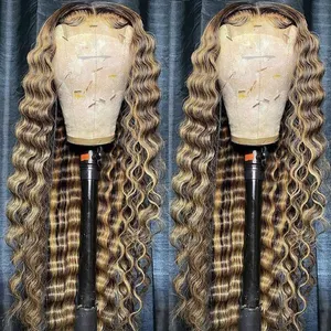 cheap china Raw virgin human hair wigs ombre lace frontal wig,highlight 13x4 13x6 hd lace frontal wig pre plucked