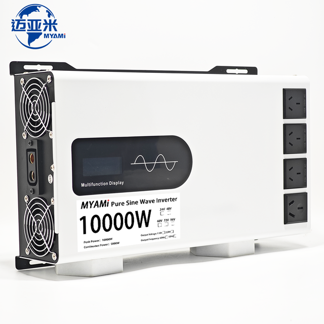MYAMi 10KW Pure Sine Wave Power Car Inverter 24V/48V/60V/72V/96V DC to AC 110V/220V Quad Output 5000W LCD Display for RV/Home