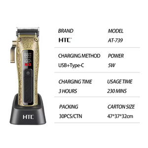 Tagliacapelli Professionale HTC AT-739 2500mAh, Regolabarba per Uomo, Clipper da Barbiere, Macchina per Taglio <span class=keywords><strong>Capelli</strong></span> - Product Image 3