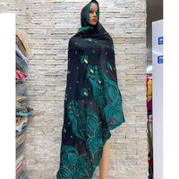 Nouvelle Arrivée 2025 Châle de Mariage en Coton Brodé de Dentelle, Foulard Africain pour Femme, Grand Voile Abaya Dubaï, Foulard Hijab