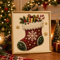 Kit de peinture au diamant de Noël Père Noël JC - Style minimaliste moderne, diamants ronds, cadre inclus