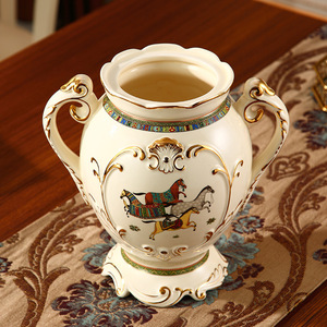 European Style Ceramic <b>Vase</b> Ornaments Living Room TV Cabinet Corner Flower Arrange Dried Flowers Luxury American Style Dining - Product Image 3