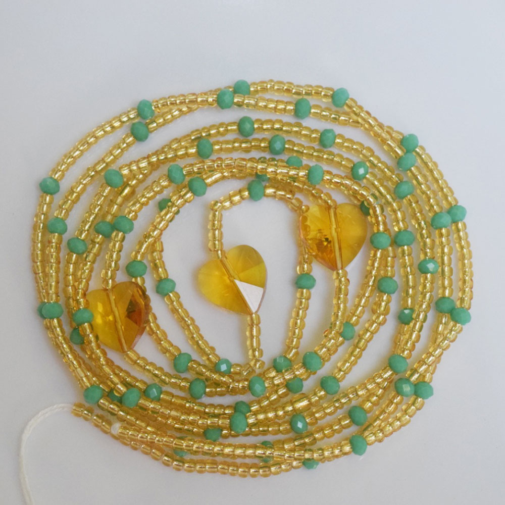Handmade Green Crystal Bead Tie on Waist Beads Belly Body Chain