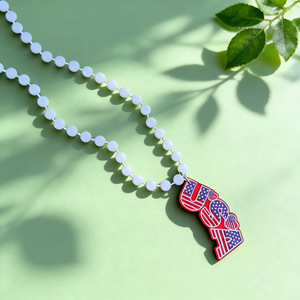 Collar de Cadena con Cuentas del 4 de Julio, Día de la Independencia Americana, Acrílico Plateado, Accesorios de Disfraces, Colgante de Bandera, Decoración - Product Image 4