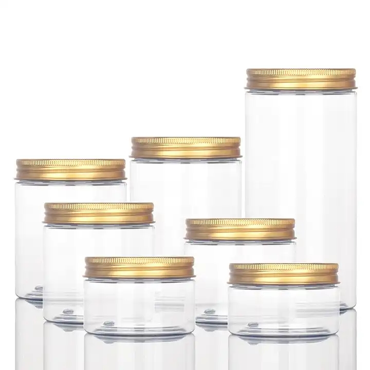 Wholesale 50-500ml PET Transparent Wide Mouth Plastic Jars With Lids Skin Care Cream Empty Jars for Lotions and Creams