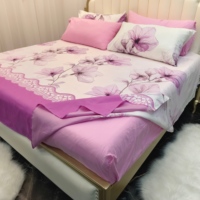 Set Sprei Kasur King Size Premium Mikrofiber Cetak 6 Potong dengan Sprei Fitted Kantong Dalam 14 Inci dan 4 Sarung Bantal