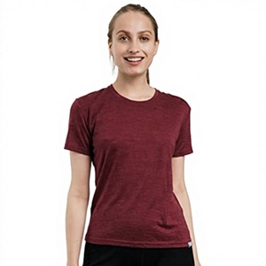 Camiseta de algodón peinado con elastano para mujer, de manga corta, corte ajustado, transpirable, ecológica, anti-bolitas, casual, lisa y teñida. - Product Image 3