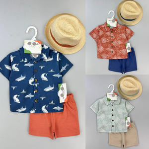 ชุดแรกชุดเสื้อผ้าลำลอง3ชิ้นสำหรับเด็กผู้ชายชุดเสื้อผ้าฝ้าย + <span class=keywords><strong>หมวก</strong></span>ถักนิตติ้งพร้อมกระดุมที่ปิด - Product Image 5