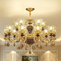 Lámpara de Araña de Cristal Vintage Europea para Sala de Estar, Dormitorio, Hotel, Villa, Lámpara Colgante LED de Lujo para Decoración del Hogar