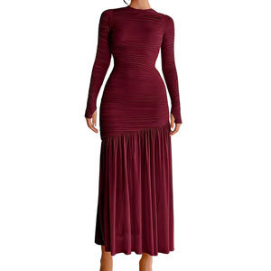 Vestidos de Moda para Mujer, Elegantes, de Encaje, con Cuello Redondo, Color Sólido, Estilo Patchwork - Product Image 5