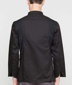 Venta caliente personalizar diseño algodón poliéster Spandex barato Hotel uniformes limpieza trabajadores <span class=keywords><strong>ropa</strong></span> negro Chef chaquetas - Product Image 2