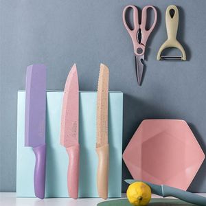 Ensemble de couteaux de chef modernes en acier inoxydable 304, faits à la main, avec logo laser, 6 pièces/lot, pour la découpe - Product Image 2