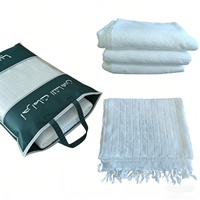 Fournisseur d'usine, tissu d'Ihram en polyester pour hommes, pèlerinage, séchage rapide, écologique, serviette à carreaux douce, logo Umrah, haute qualité
