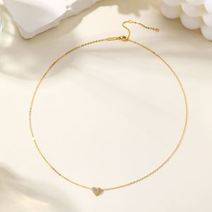 Großhandel Sterling Silber Halskette Frauen Hypo allergene Liebe Charm Halskette 5A Zirkon Micro Intarsien Herz Anhänger Halskette - Product Image 3