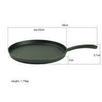 Poêle à pizza ronde en fonte pré-assaisonnée poêle à tortilla plaque de cuisson ronde crêpière poêle en fonte
