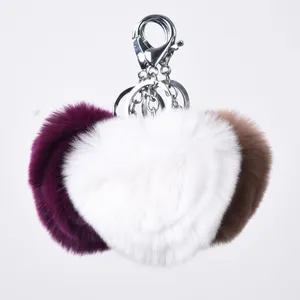 Fur Ball Fashion Girls Rabbit Fur Balls / Heart Fur Keychain / Rex Rabbit Fur Keychain