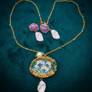 Collar con colgante floral de lavanda, joyería natural hecha a mano - Product Image 3