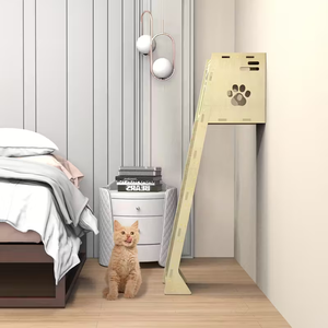 高級ラバーウッド製キャットタワー、環境に優しい多層構造と大型猫用爪とぎポール付き - Product Image 4