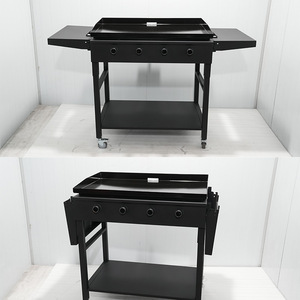 Multifunctional <b>Smokeless</b> 4-Burner Gas Grill With Griddle Trolley Outdoor <b>BBQ</b> Stove 154.5x75x101cm - Product Image 1