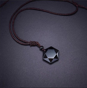 <strong>Black</strong> <strong>Obsidian</strong> Star Pendant <strong>Necklace</strong> with Vintage Geometric Design Rope Chain-Unisex Jewelry for Anniversary Occasions - Product Image 6