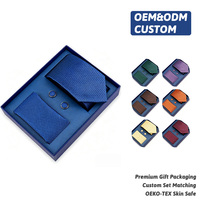 Ensemble Cadeau Cravate Texturée Solide, Pochette de Costume et Boutons de Manchette pour Homme - Fabricant de Cravates