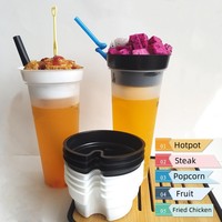 Gobelets Créatifs pour Boissons, Bols Alimentaires pour Steak, Poulet Frit, Plats Chauds, Barquettes à Snacks Jetables, Plateaux à Popcorn, Support Gobelet en Plastique pour Plats à Emporter
